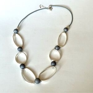 Fashion Jewelry Long Necklace Silver/Gray 33-36 Inches